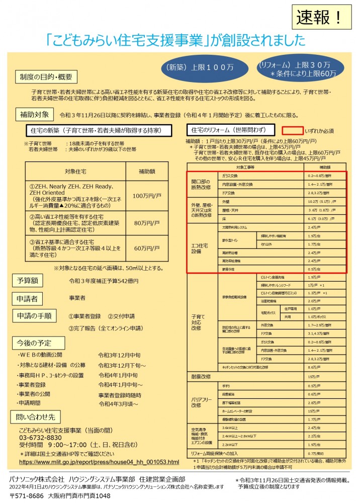 こどもみらい住宅支援事業対象リフォーム